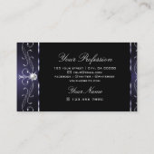 黒スタイリッシュ色ダークブルー華美縁ど装飾品 名刺 (裏面)
