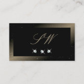 黒スタイリッシュ茶色ダイアモンズきらめくモノグラム 名刺 (正面)