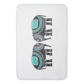 黒スタイリッシュ象華美デザインモダン青 バスマット (正面縦)