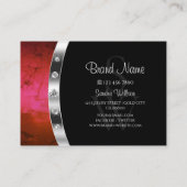 黒スタイリッシュ赤の大理石と銀とモノグラム 名刺 (裏面)