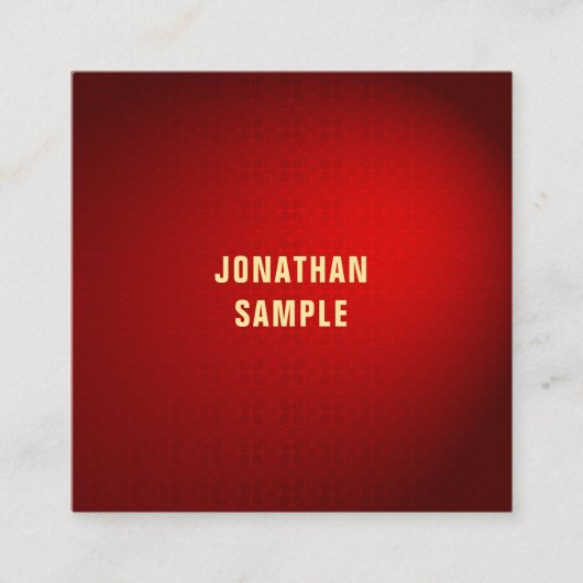 黒スタイリッシュ赤ダマスクプロフェッショナルテンプレート表 スクエア名刺 (正面)