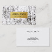 黒スタイリッシュ金グランジ属フェイク金ゴールド 名刺 (正面/裏面)