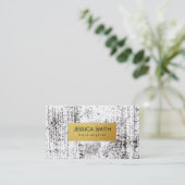 黒スタイリッシュ金グランジ属フェイク金ゴールド 名刺 (スタンド正面)