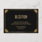 黒スタイリッシュ金ゴールドおもしろいアールデコ結婚披露宴 エンクロージャーカード (正面)