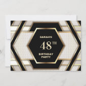 黒スタイリッシュ金ゴールドエイジ誕生日パーティー 招待状 (裏面)