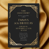 黒スタイリッシュ金ゴールドギャツビー30th誕生日パーティー 招待状
