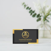 黒スタイリッシュ金ゴールドコーナー駆動 名刺 (スタンド正面)