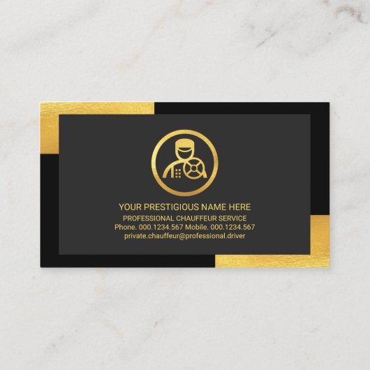 黒スタイリッシュ金ゴールドコーナー駆動 名刺 (裏面)