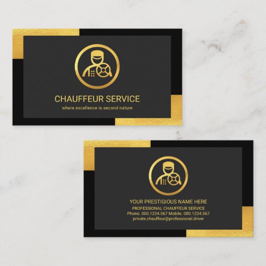 黒スタイリッシュ金ゴールドコーナー駆動 名刺 (正面/裏面)