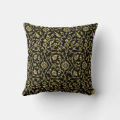 黒スタイリッシュ金ゴールドフローラダマスクピンクボウと名前 クッション (裏面)