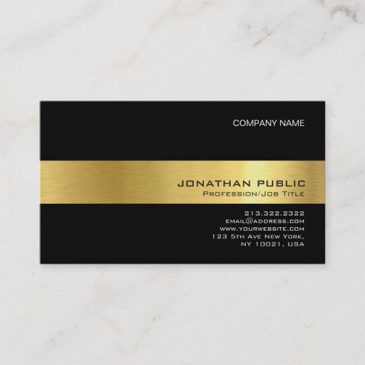 黒スタイリッシュ金ゴールドモダンプロフェッショナル図 名刺 (正面)