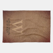 黒スタイリッシュ金ゴールドモノグラム茶カスタム皮革 キッチンタオル (横)