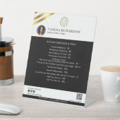 黒スタイリッシュ金ゴールド公証人フォトQRロゴ価格表 台座サイン (インサイチュ)