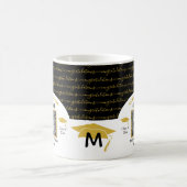 黒スタイリッシュ金ゴールド卒業写真 コーヒーマグカップ (中央)