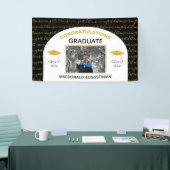 黒スタイリッシュ金ゴールド卒業写真 横断幕 (トレードショー)