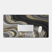 黒スタイリッシュ金ゴールド瑪瑙ゲパーソナライズされたード デスクマット (キーボード&マウス)