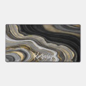 黒スタイリッシュ金ゴールド瑪瑙ゲパーソナライズされたード デスクマット (正面)