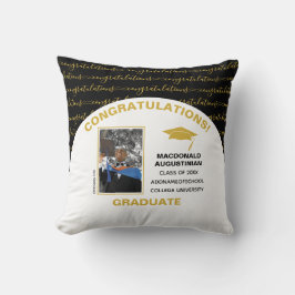 黒スタイリッシュ金ゴールド院写真 クッション