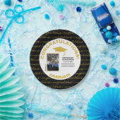 黒スタイリッシュ金ゴールド院写真 ペーパープレート (パーティー)