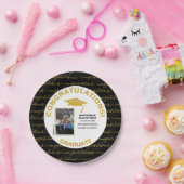 黒スタイリッシュ金ゴールド院写真 ペーパープレート (パーティー)