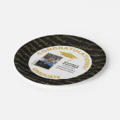 黒スタイリッシュ金ゴールド院写真 ペーパープレート (アングル)