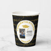 黒スタイリッシュ金ゴールド院写真 紙コップ (裏面)