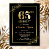 黒スタイリッシュ金ゴールド65th誕生日パーティー 招待状