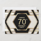 黒スタイリッシュ金ゴールド70th誕生日パーティー 招待状 (裏面)