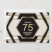 黒スタイリッシュ金ゴールド75th誕生日パーティー 招待状 (裏面)
