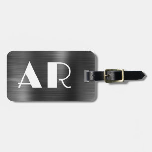 黒スタイリッシュ金属2モノグラはっきりしたムイニシャル ラゲッジタグ