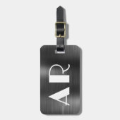 黒スタイリッシュ金属2モノグラはっきりしたムイニシャル ラゲッジタグ (正面縦)