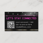 黒スタイリッシュ銀金ゴールドグリッター星QRコード 名刺 (裏面)