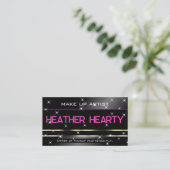 黒スタイリッシュ銀金ゴールドグリッター星QRコード 名刺 (スタンド正面)