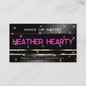 黒スタイリッシュ銀金ゴールドグリッター星QRコード 名刺 (正面)