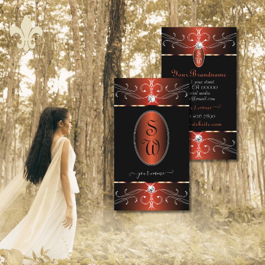 黒スタイリッシュ銅オーナメントモノグラ華美ム 名刺