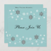 黒スタイリッシュ雪片招待状テンプレート 招待状 (正面/裏面)