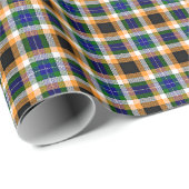 黒スタイリッシュ青の白い黄色の格子模様 ラッピングペーパー (ロールコーナー)