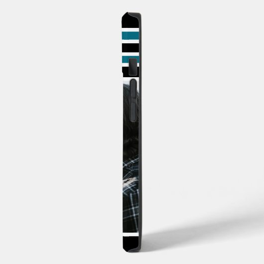 黒スタイリッシュ青モノグストライプのラムカスタム写真 Case-Mate iPhoneケース (裏面 / 左)