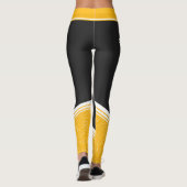 黒スタイリッシュ黄フローラ白ストライプと名前 レギンス (裏面)