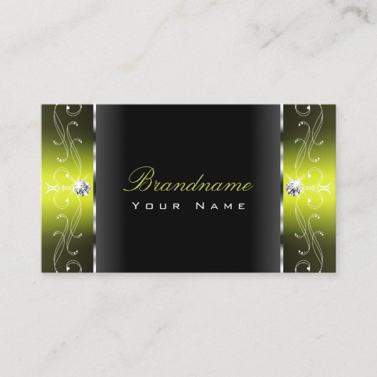 黒スタイリッシュ黄四角い宝石装飾品 名刺 (正面)