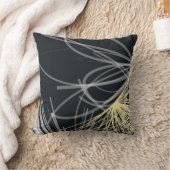 黒スタイリッシュ黄抽象デザイン クッション (ブランケット)