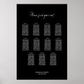 黒スタイリッシュ11台の結婚座席表 ポスター (正面)