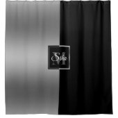 黒スタイリッシュ&グレー幾何学的デザインシャワーカルタ シャワーカーテン (正面)