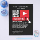 黒スタイリッシュ&赤 – QRコード, Youtube - Vlogger チラシ (シングル)