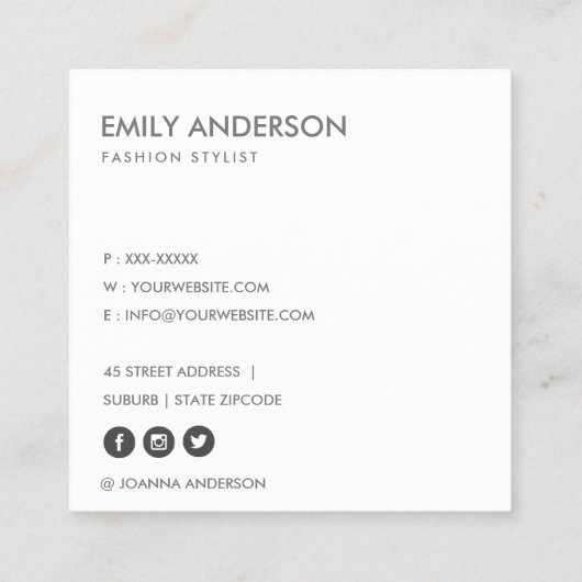 黒スチフェイクールグレー赤面ピンクローズ金ゴールドフローラ スクエア名刺 (裏面)