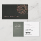 黒スチフェイクールグレー赤面ピンクローズ金ゴールドフローラ 名刺 (正面/裏面)