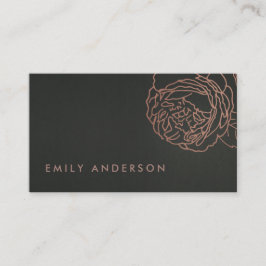 黒スチフェイクールグレー赤面ピンクローズ金ゴールドフローラ 名刺