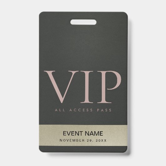 黒スチールグレー淡い色の金ゴールドVIPイベントアクセスパス バッジ (Front)