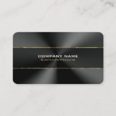黒ステンレススチールテクスチャ金ゴールドストライプアクセント 名刺 (正面)
