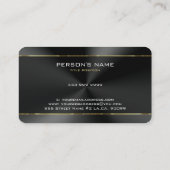 黒ステンレススチールテクスチャ金ゴールドストライプアクセント 名刺 (裏面)